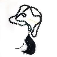Mala Beads - Lava Pearls and Green Jade